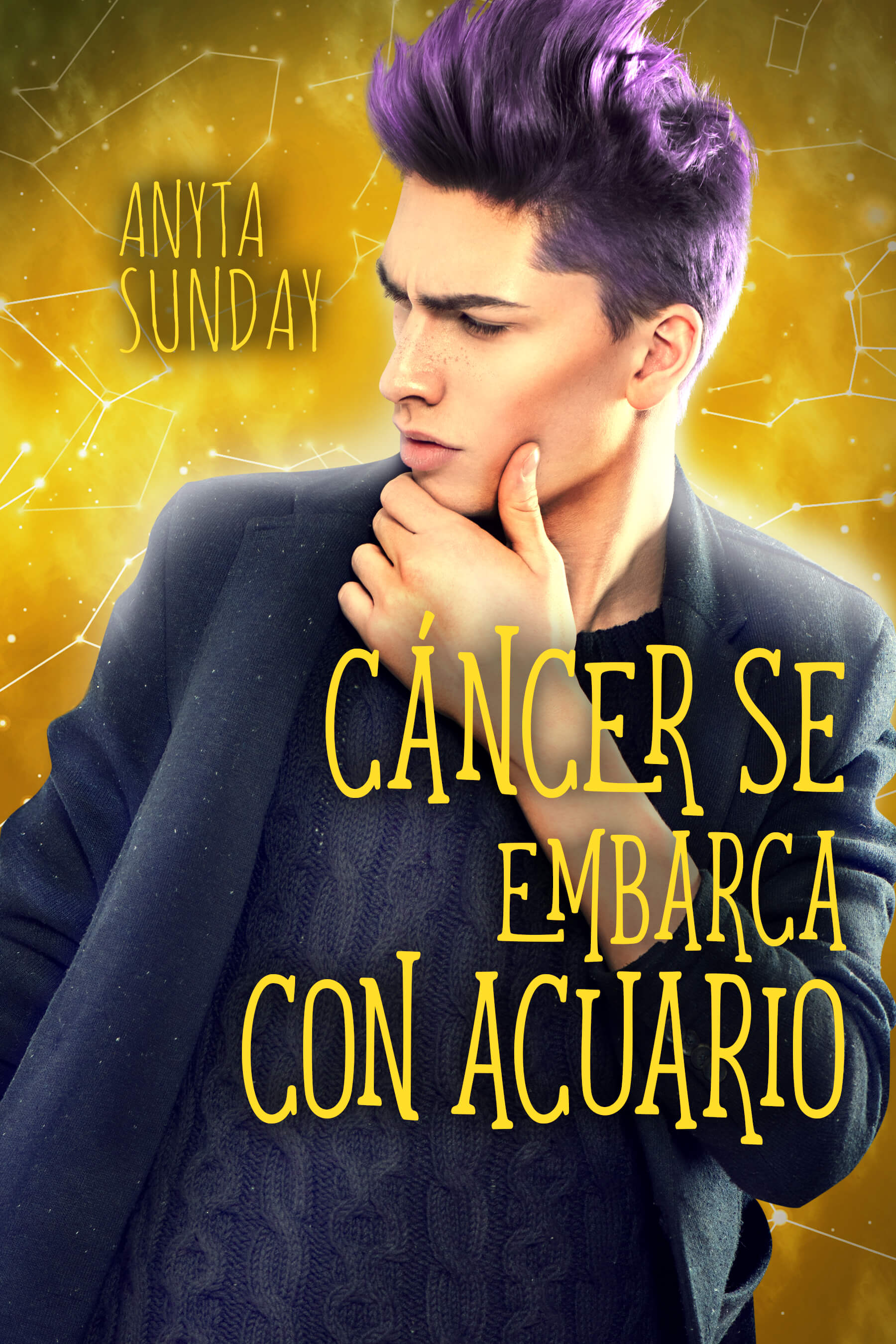 Spanish translation of "Cancer Ships Aquarius", a quirky gay romance by Anyta Sunday